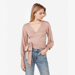 Negin Mirsalehi Metallic Tie Front Wrap Blouse